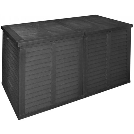 Coffre jardin 750L noir effet bois