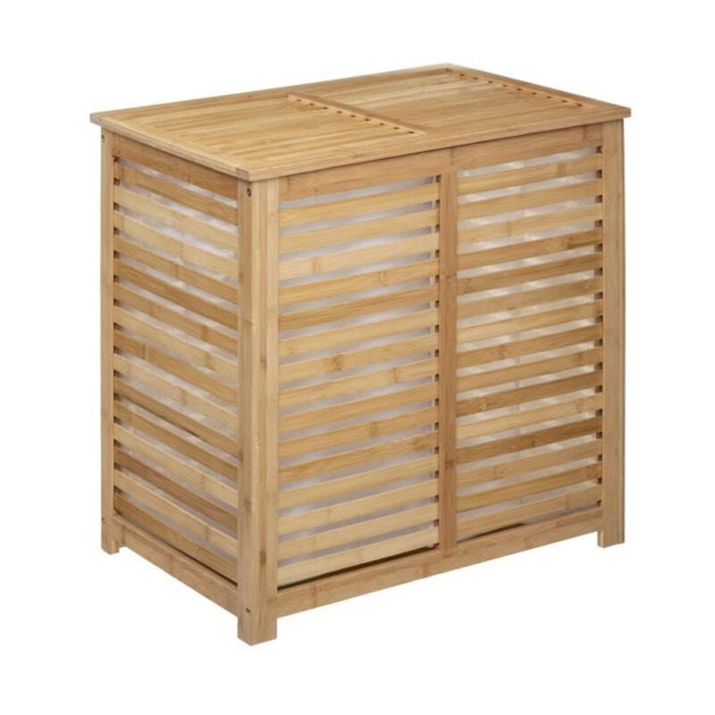 Panier à Linge Double Bambou 'Sicela' 60cm Naturel