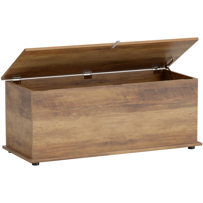 Homcom - Coffre malle de rangement coffre à jouets dim. 100L x 40l x 40H cm panneaux particules bois noyer