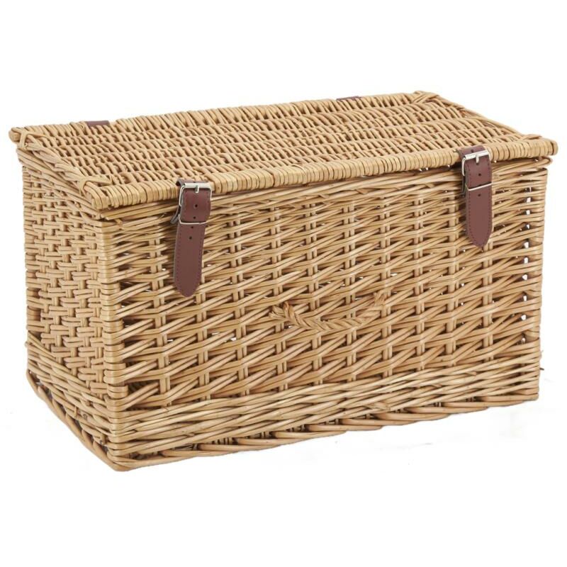 Coffre en osier buff brun et polyuréthane Moyen modèle