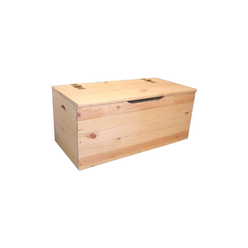 Coffre en bois de sapin naturel poli 75x35x33h cm tronc rectangulaire