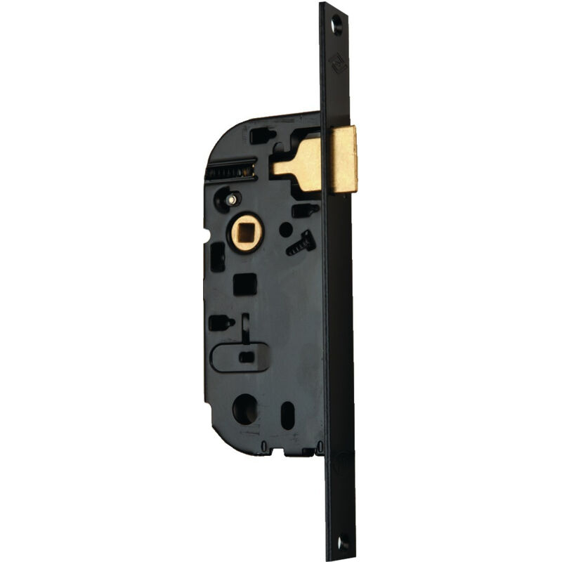 Serrure à larder bec de canne axe 40MM finition noir bout carré têtière 20 mm droite JPM 000250-01-1B