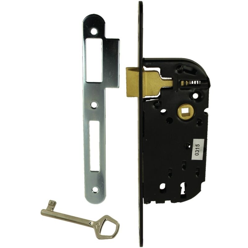 Serrure à larder à pêne dormant et 1/2 tour axe 40MM fourni avec 1 clé sens droit finition noir JPM 000240-02-1X