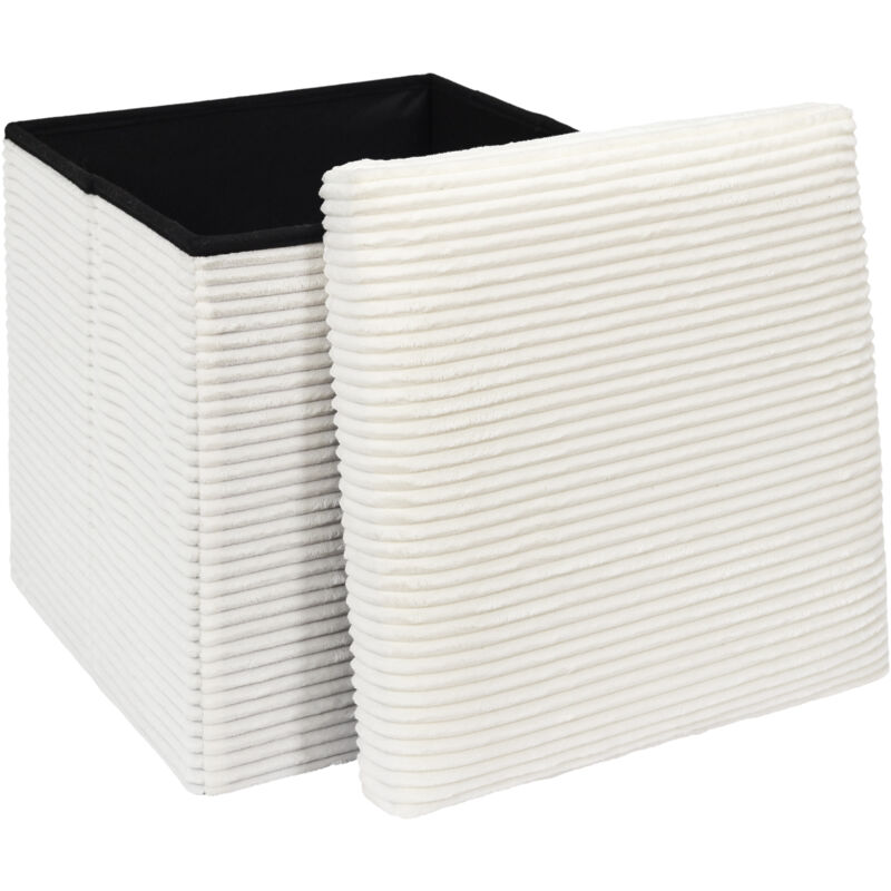 The Home Deco Factory - Coffre de rangement cube 38 cm en velours côtelé beige - tako The Home Deco Factory - Coffre de rangement cube 38 cm en velours côtelé beige - tako