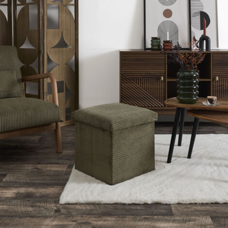 Coffre Pouf Pliable Cotele Scott Vert