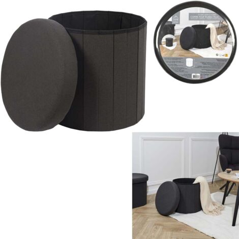 Coffre Pouf Pliable Noir Pills