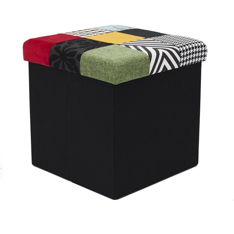 Coffre pouf pliable Patchwork Multicolore Home Deco Factory