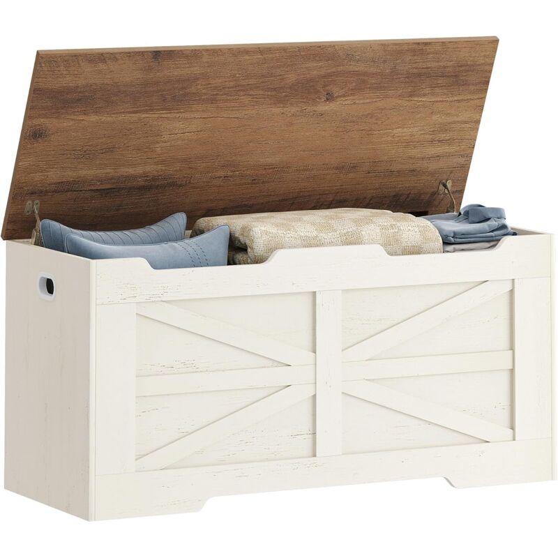 Coffre pour Couvertures,100 cm Rangement avec 2 Charnières Stable