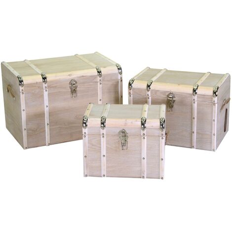 Coffre rectangulaire en bois blanchi 1-3