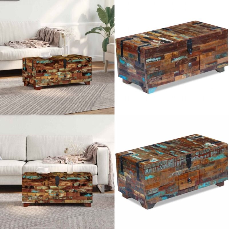 Vidaxl - Coffre table basse Bois de récupération massif 80x40x35 cm - Table Basse Vintage - Table Basse Industrielle - Table Basse Design - Table