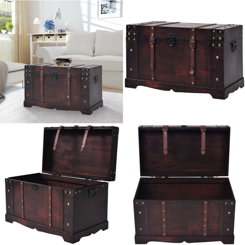 Vidaxl - Coffre vintage de rangement bois 66 x 38 x 40 cm - coffre - coffres - Home & Living - Brun