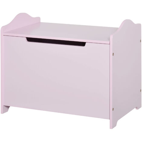 Coffres à jouets pour enfants Boîte à jouets malle de rangement dim. 60L x 40l x 48H cm vérin pneumatique MDF rose
