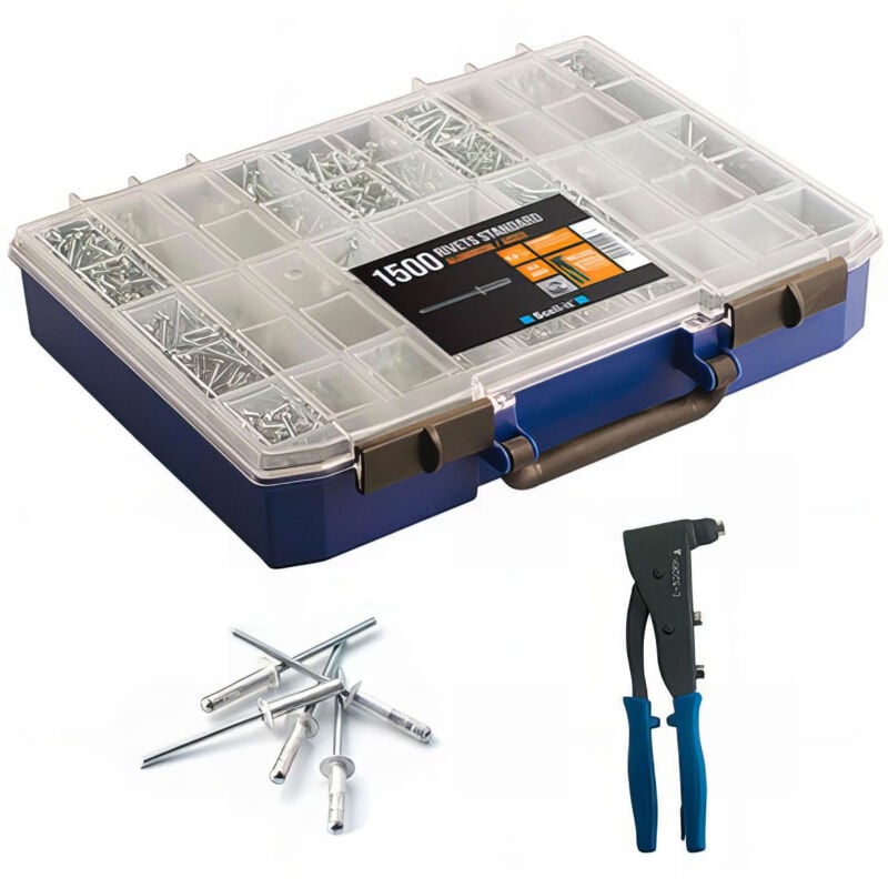Scell-it - Coffret de 1500 rivets standard aluminium-acier avec pince à riveter professionnelle - COF001