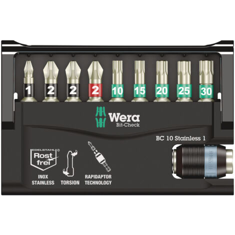 Coffret 10 Embouts Bit Check Inox 1 SB Wera