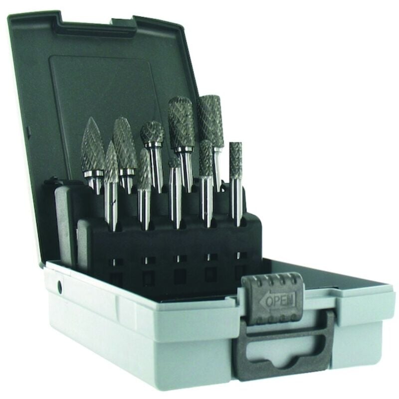 Tivoly - 10 Fraises Limes en Carbure • Ø6mm et Ø12mm • Queue Ø6mm • Pour Travail des Métaux