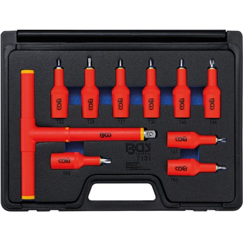 Coffret 10 outils isoles 1000v vde douilles torx male carre 1/2