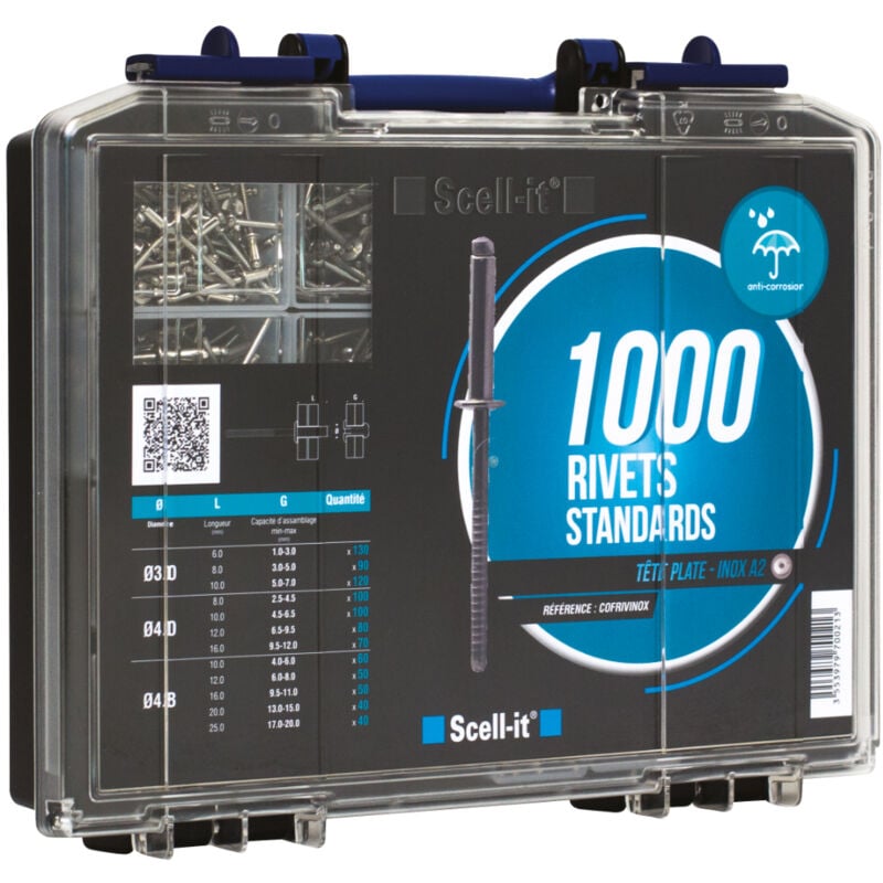 Scell-it - Coffret de 1000 rivets standard tête plate cofrivinox