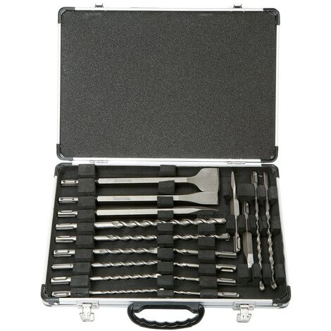 Makita – Coffret de 17 forets et burins SDS-Plus – Pour béton, brique, granit – Longueur utile jusqu'à 260 mm – Coffret aluminium inclus - D-42444