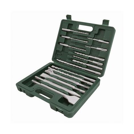 Coffret 15 pièces de forets et burins béton SDS Plus