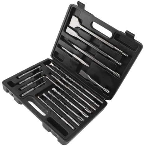 Coffret 17 pièces marteau perforateur forets burins carrelage béton boîte