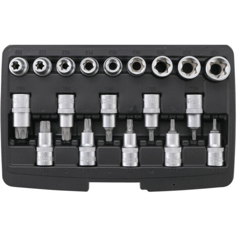 Jeu de 30 douilles et embouts en étoile Torx mâles et femelles E & T