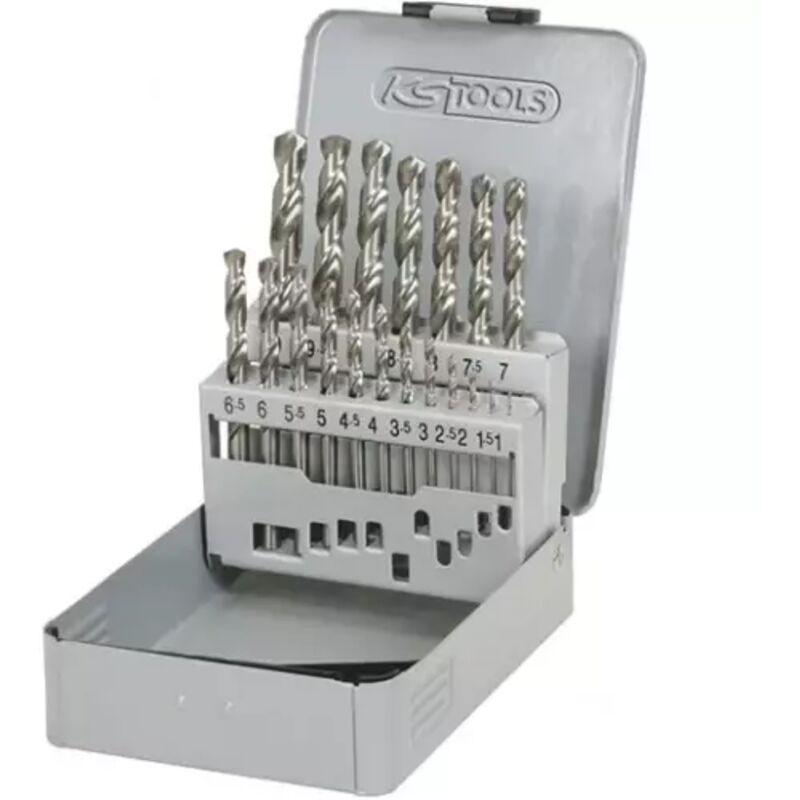 Kstools - Coffret 19 forets hss-g meulés, métal, bois et plastique