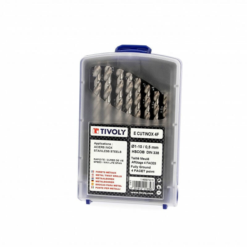 Tivoly - Coffret 19 Forets hss pour Inox ø 1 a ø 10