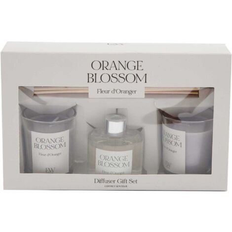 Coffret 2 bougies parfumée et diffuseur 50ml Senteur Fleur d'oranger