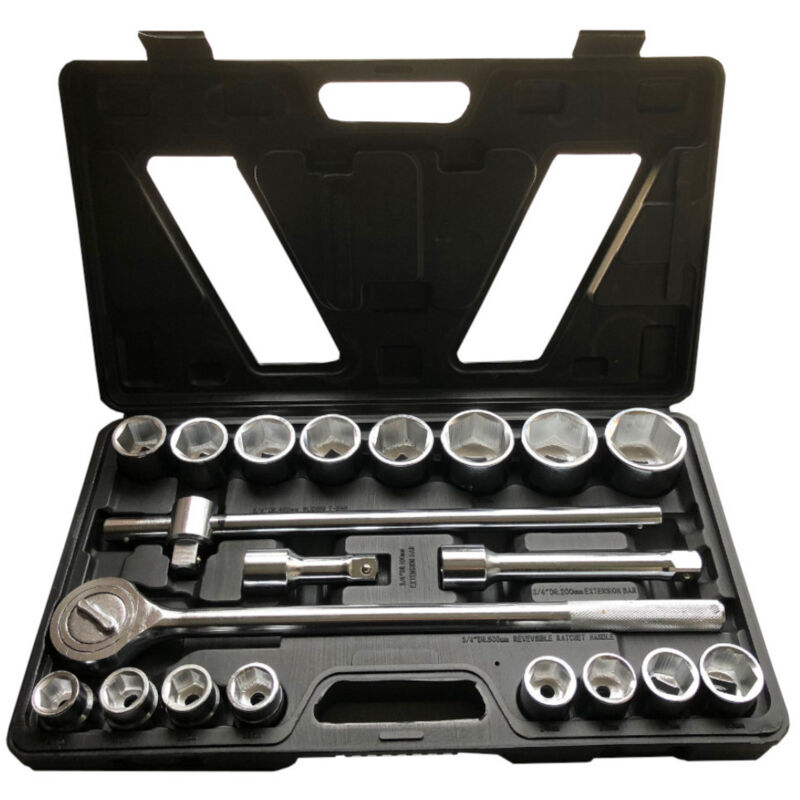 Coffret 20 pièces avec Douilles 6 Pans de 19 à 50 mm et Cliquet Réversible Spécial Poids Lourd - Valise Anti-Chocs - Beast