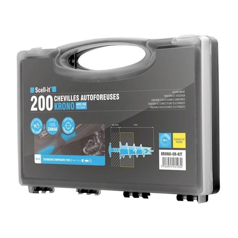 Scell-it - Cheville autoforeuses spéciale plaques de plâtre krono-sr-kit
