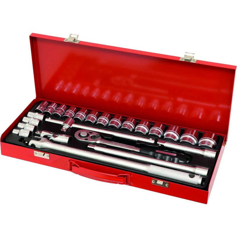 Drakkar Equipement - Coffret métallique de douilles 1/2 24 pieces drakkar tools - S10756