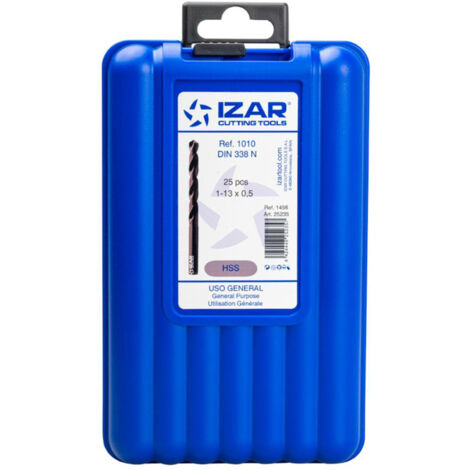 Coffret 25 forets HSS DIN338N - 1 à 13 mm par 0.5 mm - IZAR 1010