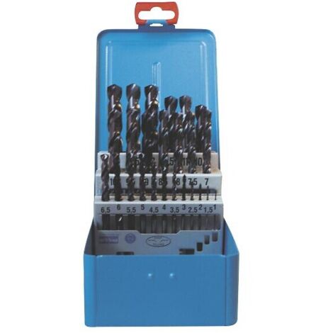 Coffret 25 forets métaux et inox HSS cobalt 5% à âme renforcée queue cylindrique A16 DIN 338. Ø1 à 13mm par 0.5 mm - AMAYA SARL