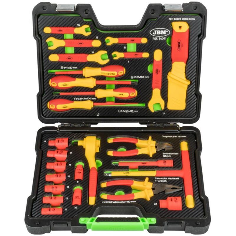 JBM - Coffret 26 outils isoles 1000 volts gs vde et douilles 3/8