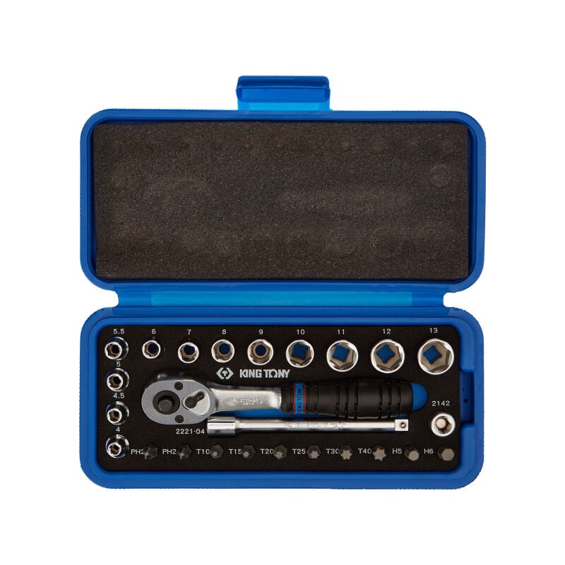 King Tony - Coffret de douilles et accessoires 1/4' - 25 pièces