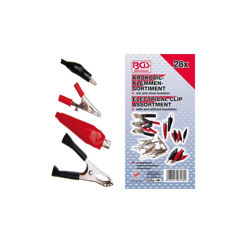 Bgs Technic - 8138 coffret 28 pces pinces croco charge essai test