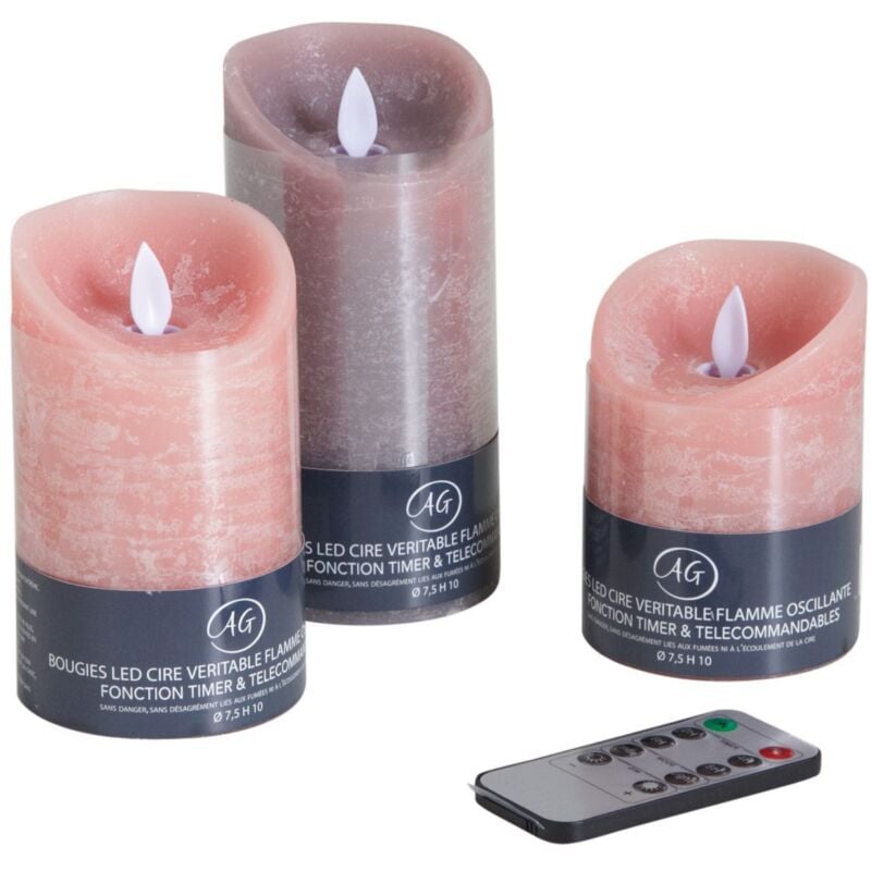 Aubry Gaspard - Coffret 3 bougies à led parfumées avec télécommande Pamplemousse