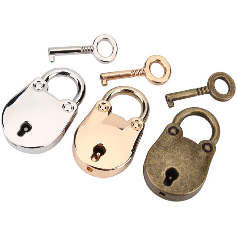 Coffret 3 Cadenas Antiques avec Clés Squelettes et Carnet à Serrure Métallique Argent Or Bronze