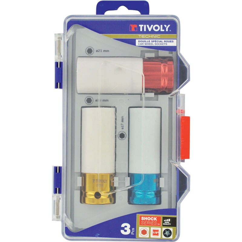 Tivoly - Coffret 3 pcs Douilles à choc 1/2' spécial roues de voiture