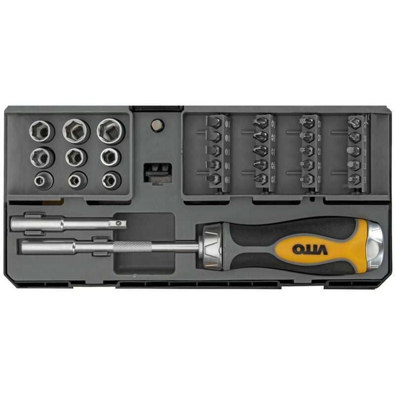 Coffret 30 pièces Magnétiques Tournevis Porte embouts + 20 Embouts de Vissage + 9 Douilles VITO