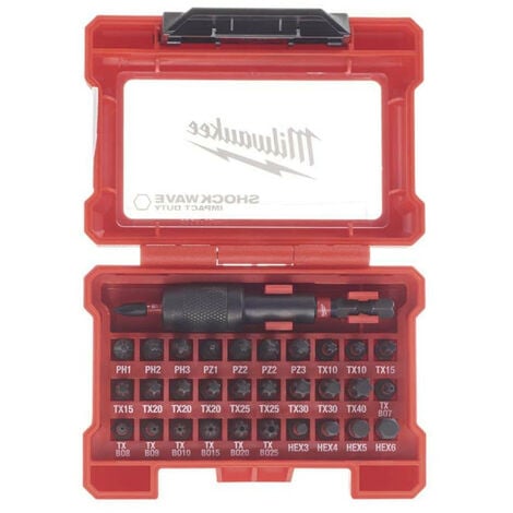 Coffret 32 pièces MILWAUKEE shockwave - porte embouts 4932464240 - Gris charbon