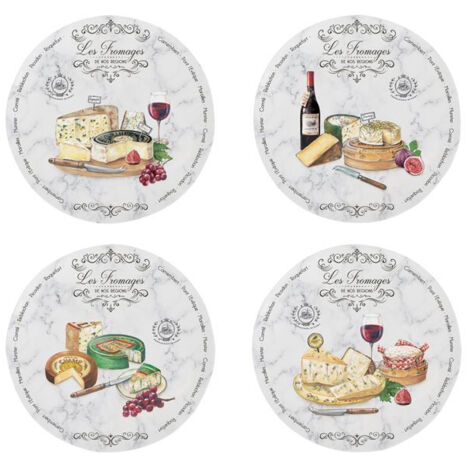 Coffret 4 Assiettes à Fromage 19 Cm - Les Fromages De Nos Régions - Easy Life
