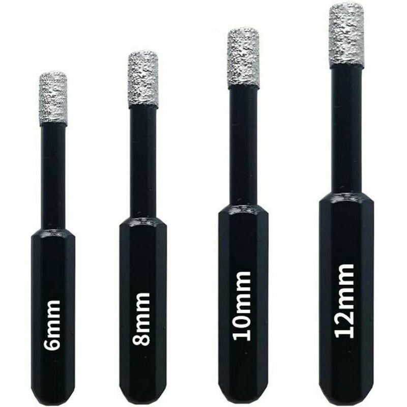 Lucky-88 - Coffret 4 Forets Diamant Pour Carrelage, Céramique, Grès Cérame, Tuiles, Verre, Pierre. Professionnelles Mèches Diamantées Scies-Cloches