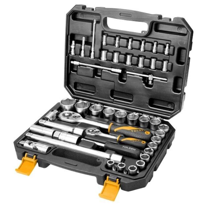 Tolsen - coffret 45 pie'ces cliquets avec douilles et rallonges