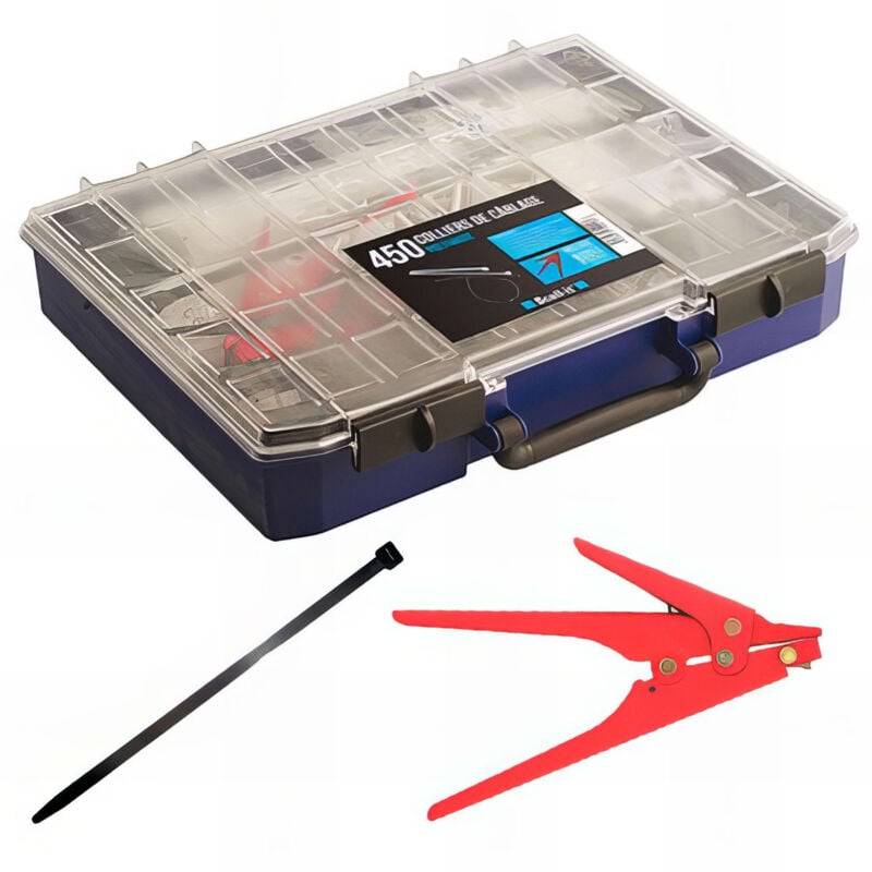 Coffret de 450 colliers de câblages polyamide, 100 embases et pince pour collier CT-9 - cof-elecol - Scell-it