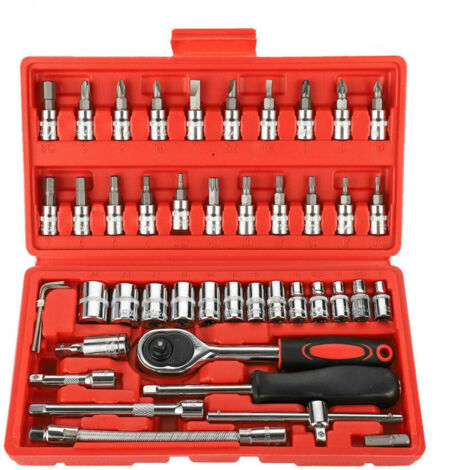 Coffret 46 outils cliquet douilles 1/4" tournevis boîte