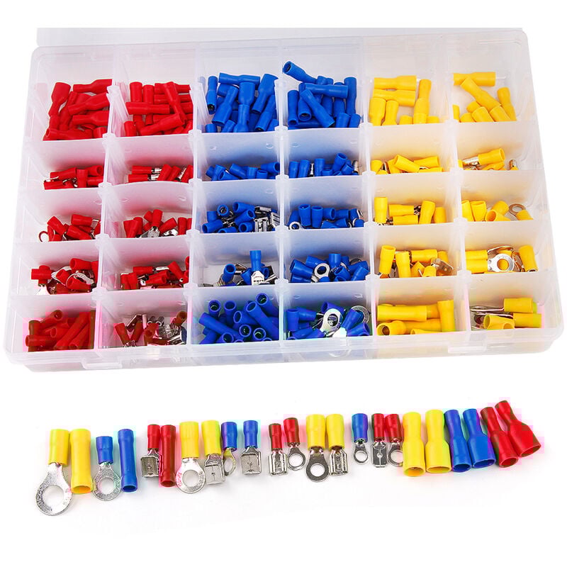 Coffret 480 Ensemble de Connecteurs de Cable à Sertir, Cosses à Sertir Isolées, Raccord Rapide Electrique Outils de Connecteur, cosses