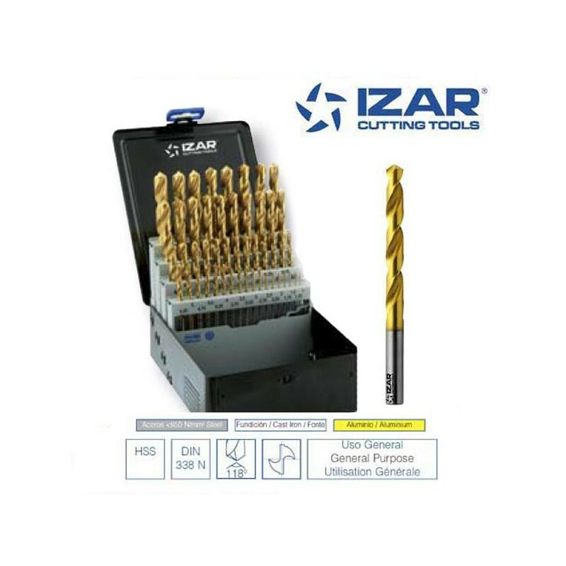 Izar - coffret 49 forets hss-tin de 1 à 13 mm par 0.25 mm