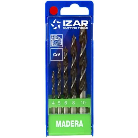 Coffret 5 forets auto-centreur bois IZAR CrV de 4 à 10 mm - Réf 1640