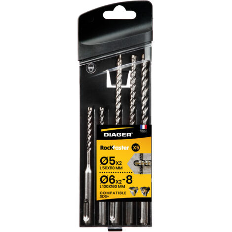 Coffret 5 forets béton SDS Plus Rockfaster - DIAGER - 1005A